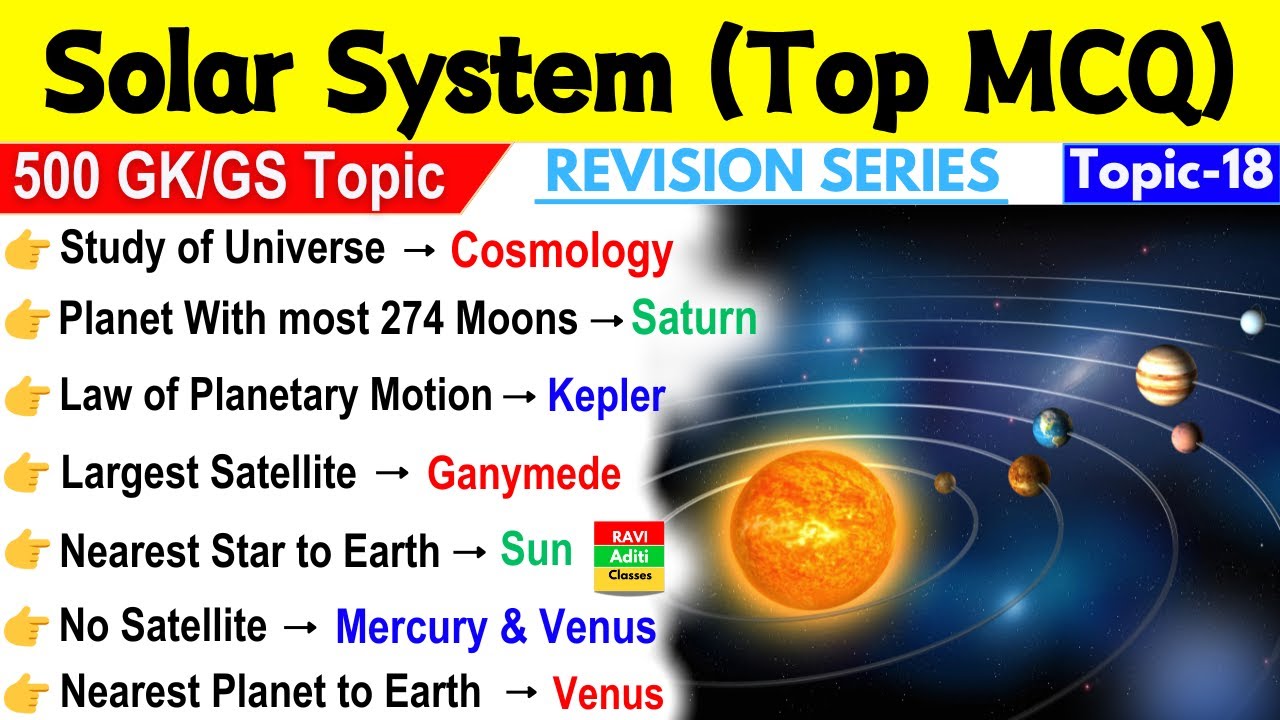 Solar System GK | Solar System important Questions | World Geography |For SSC CGL RRB| By Ravi Aditi