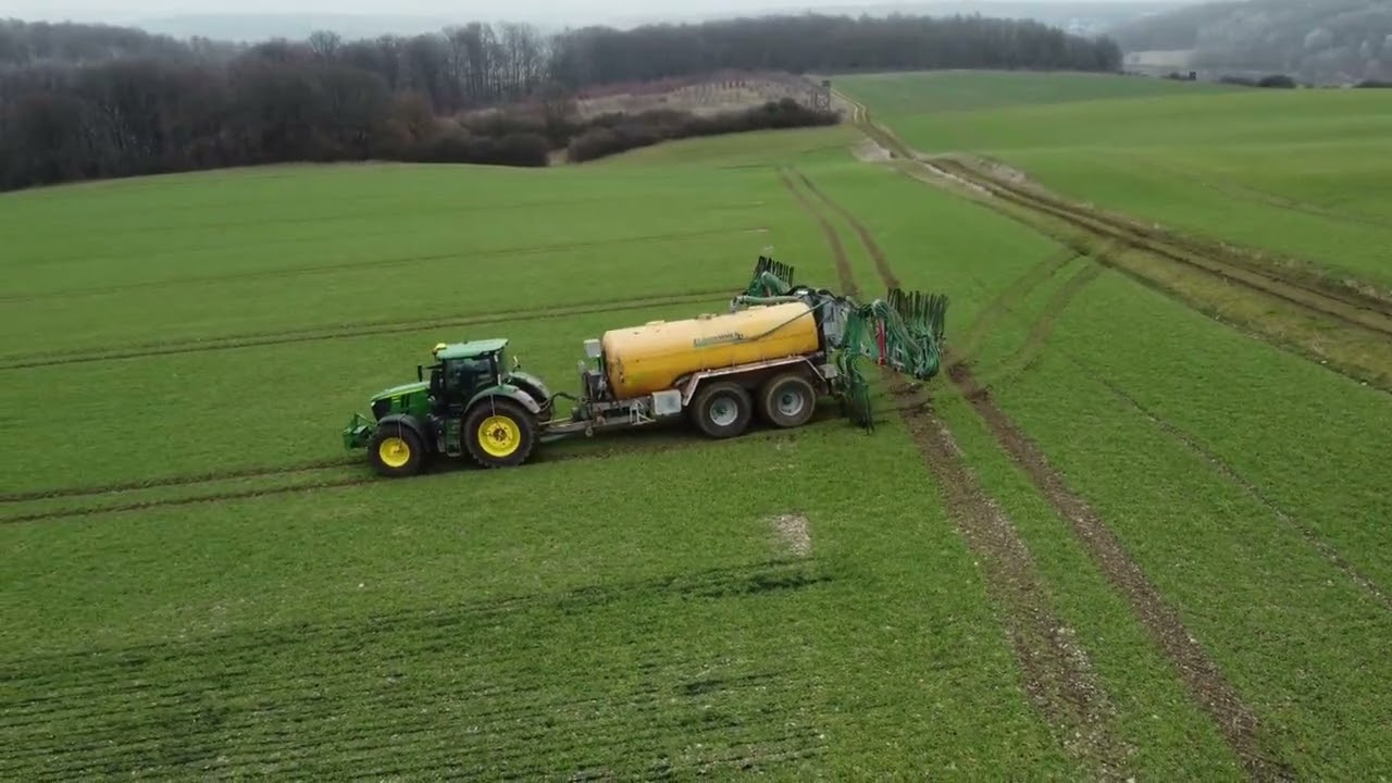 Gülle fahren mit einem John Deere 6230r und Zuhnhammer Güllefass/ Drohne #2 #Johndeere