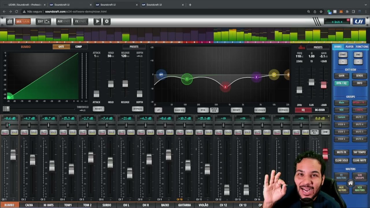 Como Salvar na Soundcraft UI Shows  - Snapshot  - Cues