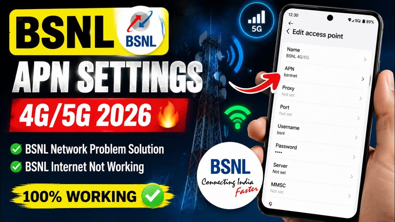 📶Bsnl APN Settings 4G/5G 2026 🔥| Bsnl Network Problem Solution ✨| Bsnl Internet Not Working | 2026 