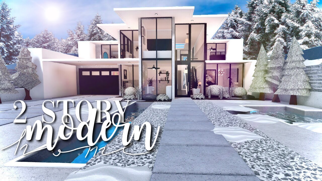ROBLOX | Bloxburg: 2 Story Modern Cozy Roleplay Home | No Large Plot | Winter House Build