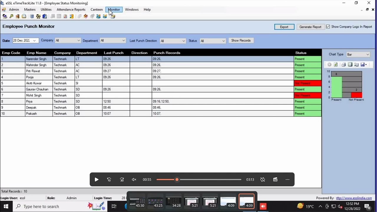 HOW TO MONITOR DAILY ATTENDANCE IN ETIME TRACKLITE ATTENDANCE SOFTWARE BY ESSL