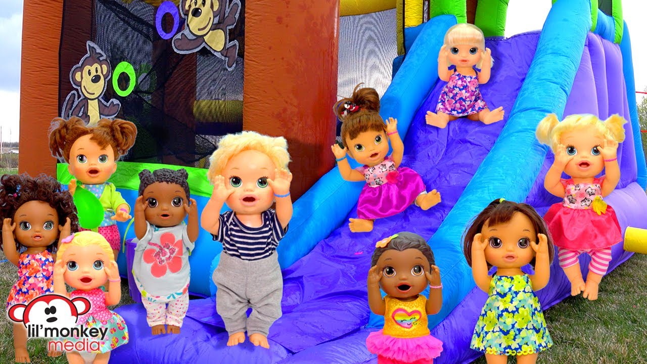 🌈 Baby Alive Playdate Fun!  Bounce House, Playpark & Water Balloons! 💦