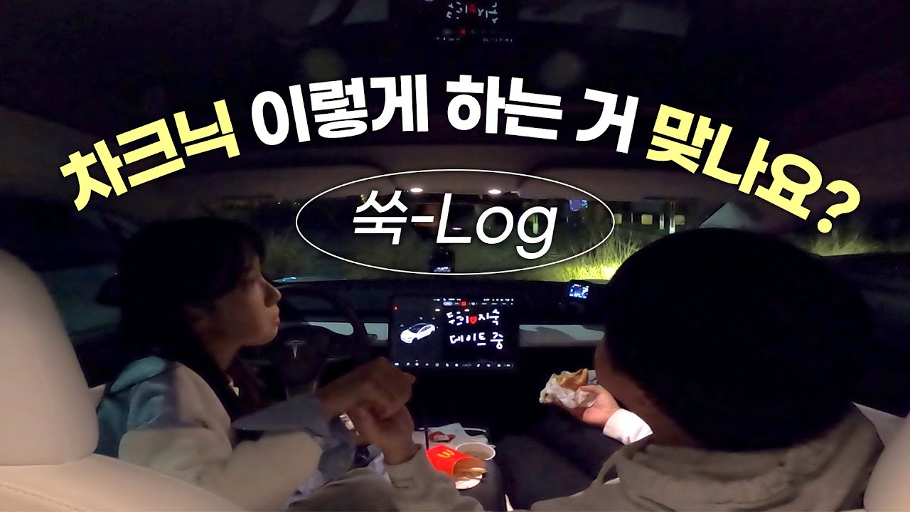 차 안에서만 먹고 노는 드라이브 데이트🥰vlog(드라이브스루,차크닉,테슬라)
