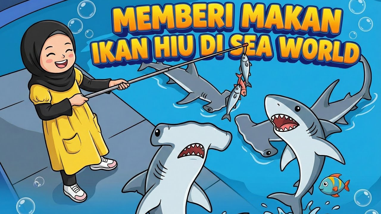 PERTUNJUKAN MEMBERI MAKAN IKAN HIU DI SEA WORLD JAKARTA