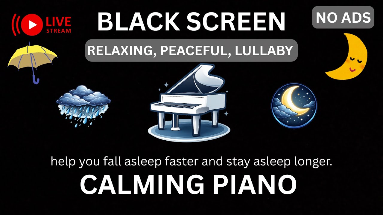 Night Piano Music | Relax Your Mind | White Noise | No Ads | 1 Hours
