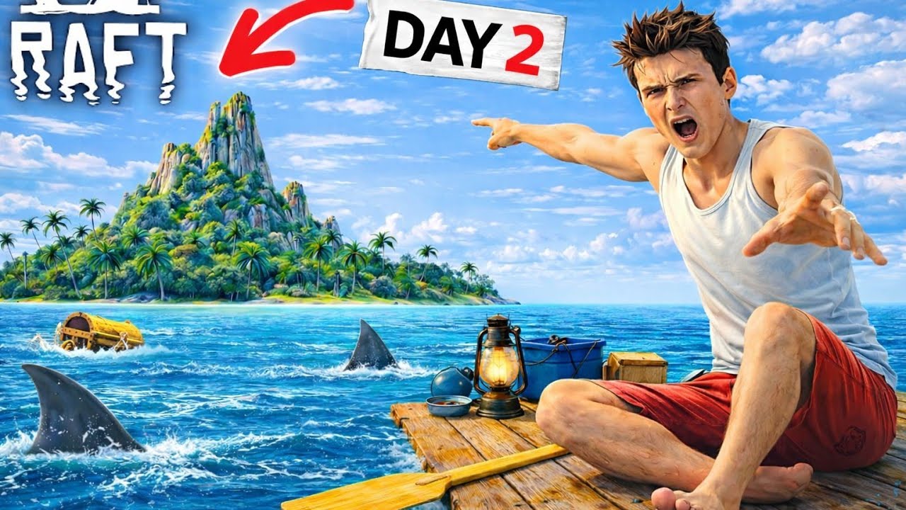 I Survived 24 Hours in Raft Simulator Gameplay