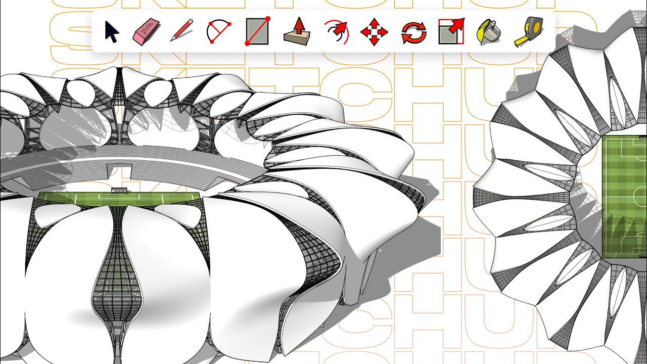 SKETCHUP PARAMETRIC Organic Modeling Stadium 3D like a pro CHINA Olympic Sports Center
