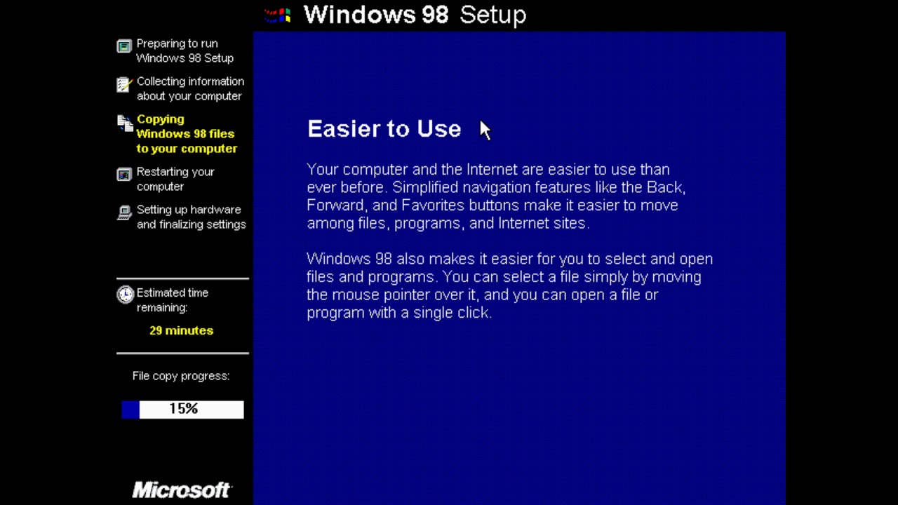 Installing Windows 98 Second Edition on PCem