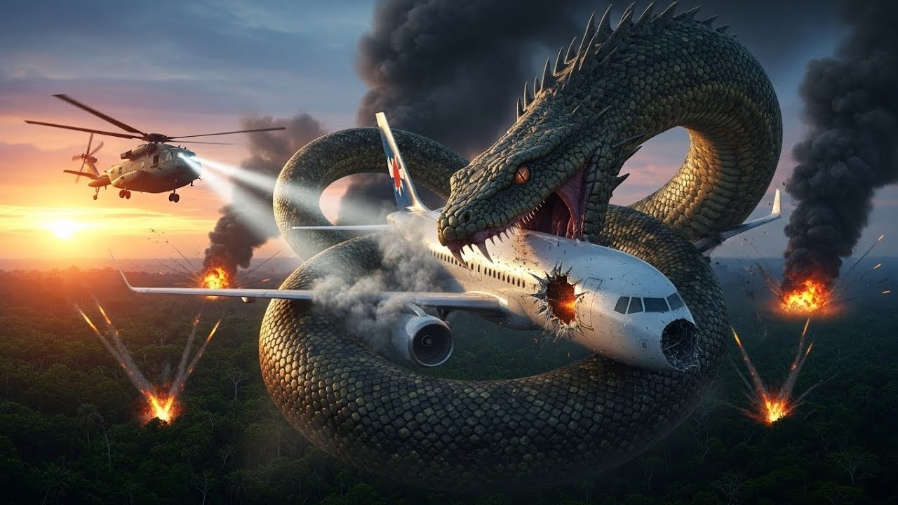 Passengers Trapped in a Plane Attacked by a Giant Jungle Serpent!