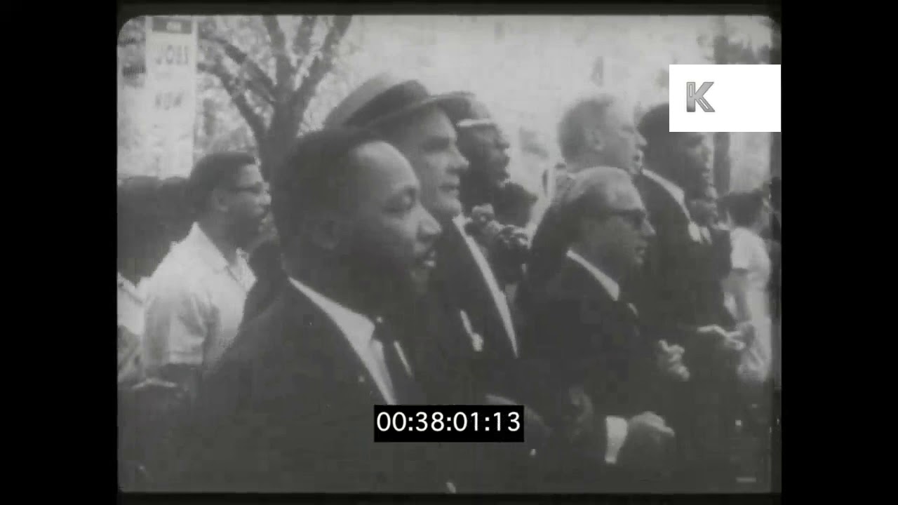 1960s USA, Charlton Heston, Marlon Brando, Paul Newman at the March on Washington, 16mm