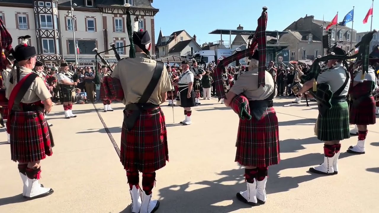 Arromanches-les-Bains D-Day 80 Years Celebration 48th Highlanders of Holland Pipes and Drums