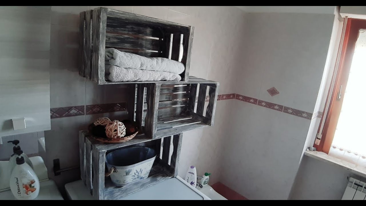 COSTRUIRE UN MOBILE PER IL BAGNO CON CASSETTE DELLA FRUTTA - Bathroom cabinet from wooden box
