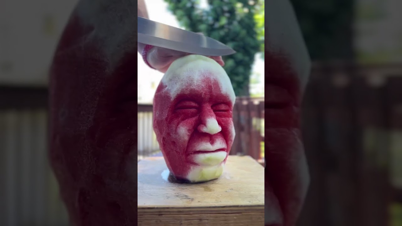 Carving Face Into Watermelon 🍉