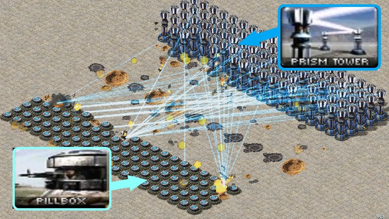Pillbox vs Prism Tower - Defense Towers Battle -  Red Alert 2
