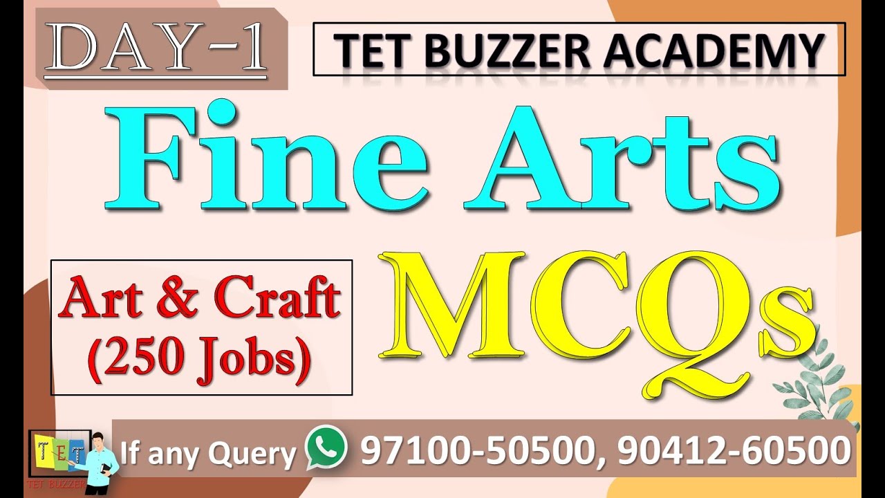 Fine Arts MCQs (Day-1)| Art & Craft 250 Jobs| Anamika Mam| Online Coaching| TET BUZZER (97100-50500)