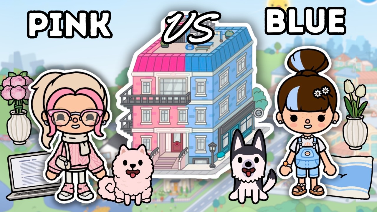 💗 Pink VS Blue 💙 Midtown Apartments | Toca Boca House Ideas 🏠 Toca Family Fun