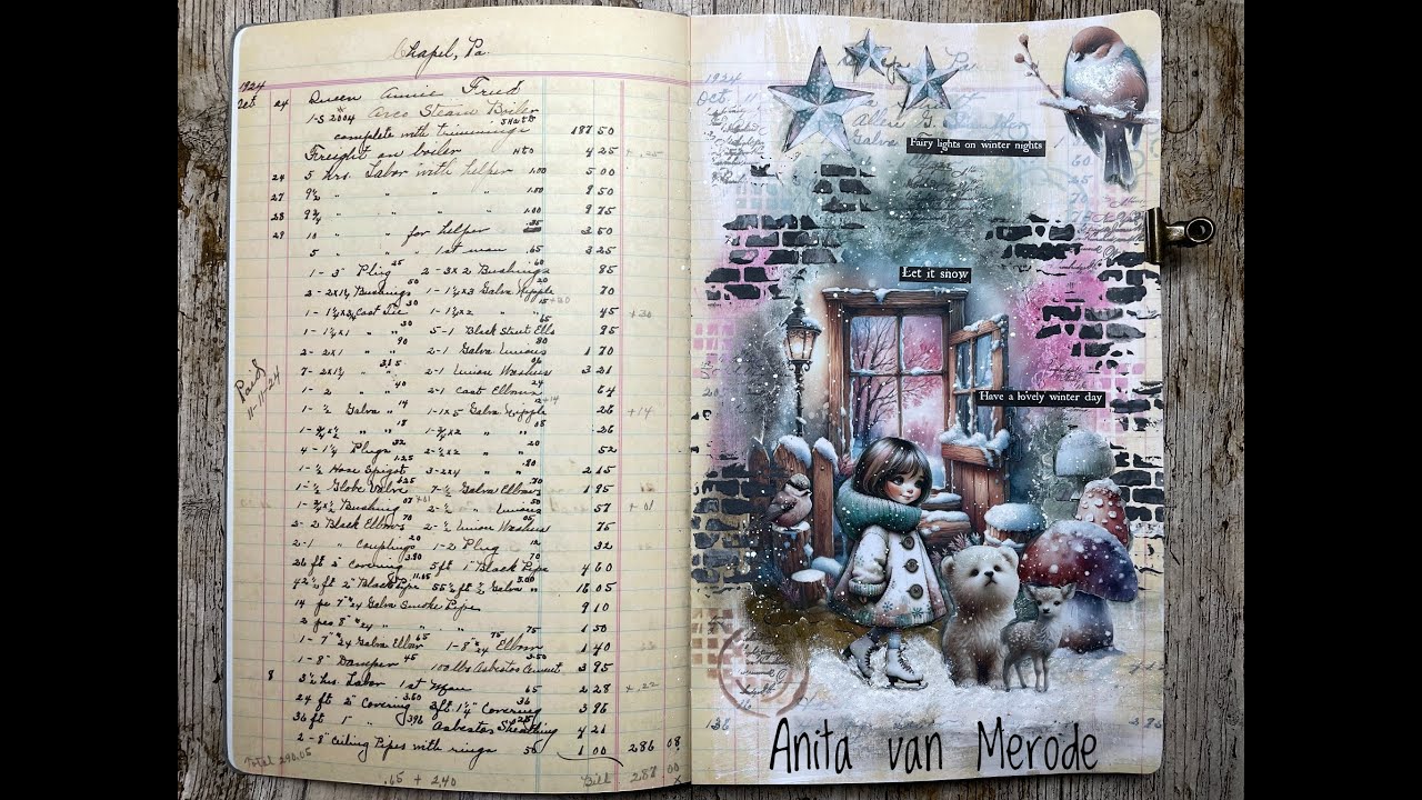 Winter pagina met Maremi's collage boeken