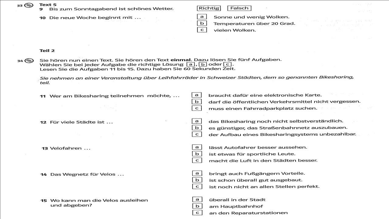 ÖSD B1 HÖREN │ LISTENING TASK │ ALL PARTS