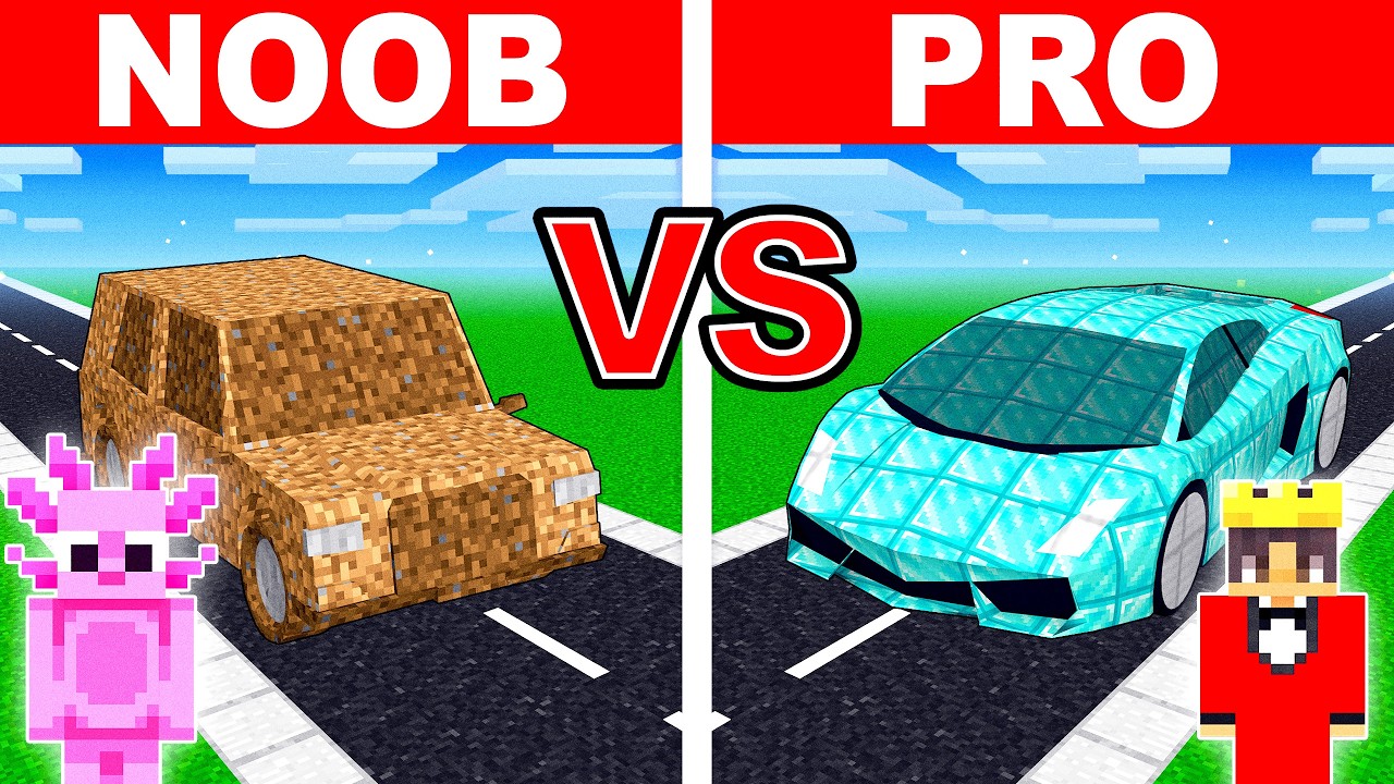 Mongo and Axy SPORTS CAR House Challenge in Minecraft!
