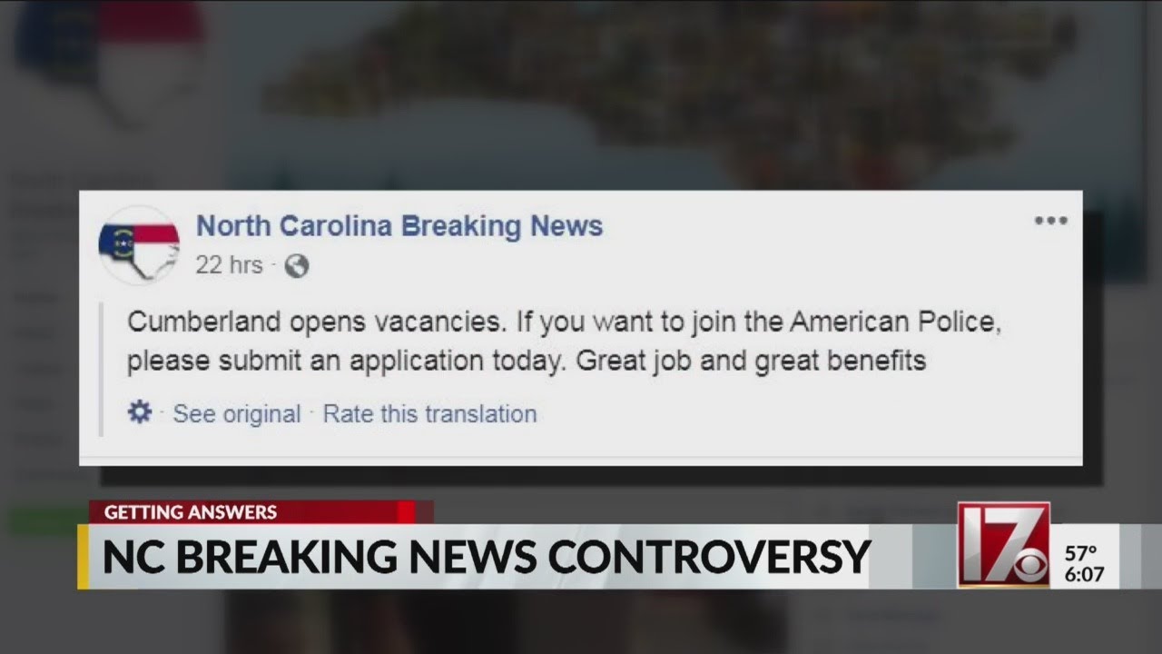 'NC Breaking News' Facebook page under fire for spreading 'fake news'
