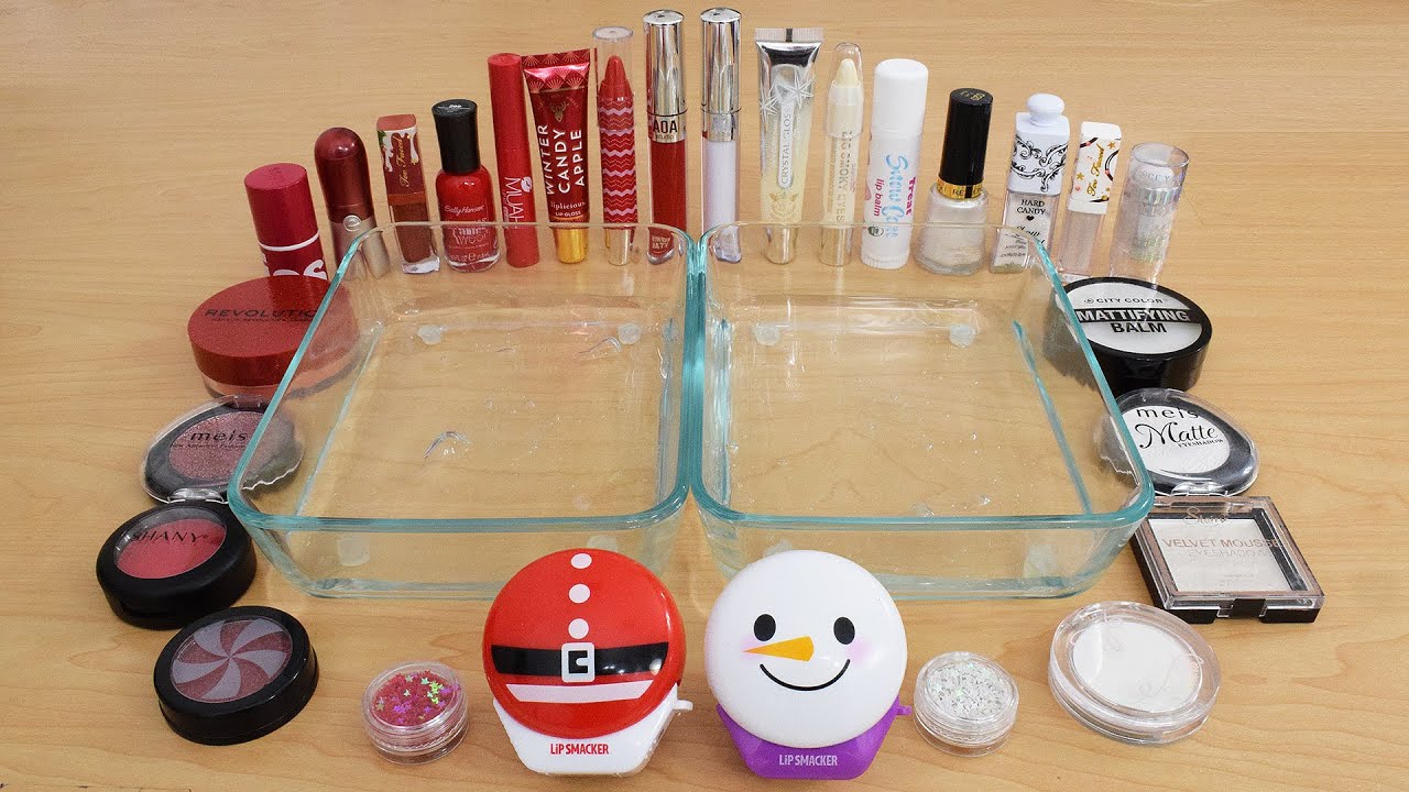 Santa vs Snowman - Mixing Makeup Eyeshadow Into Slime ASMR 268 Satisfying Slime Video