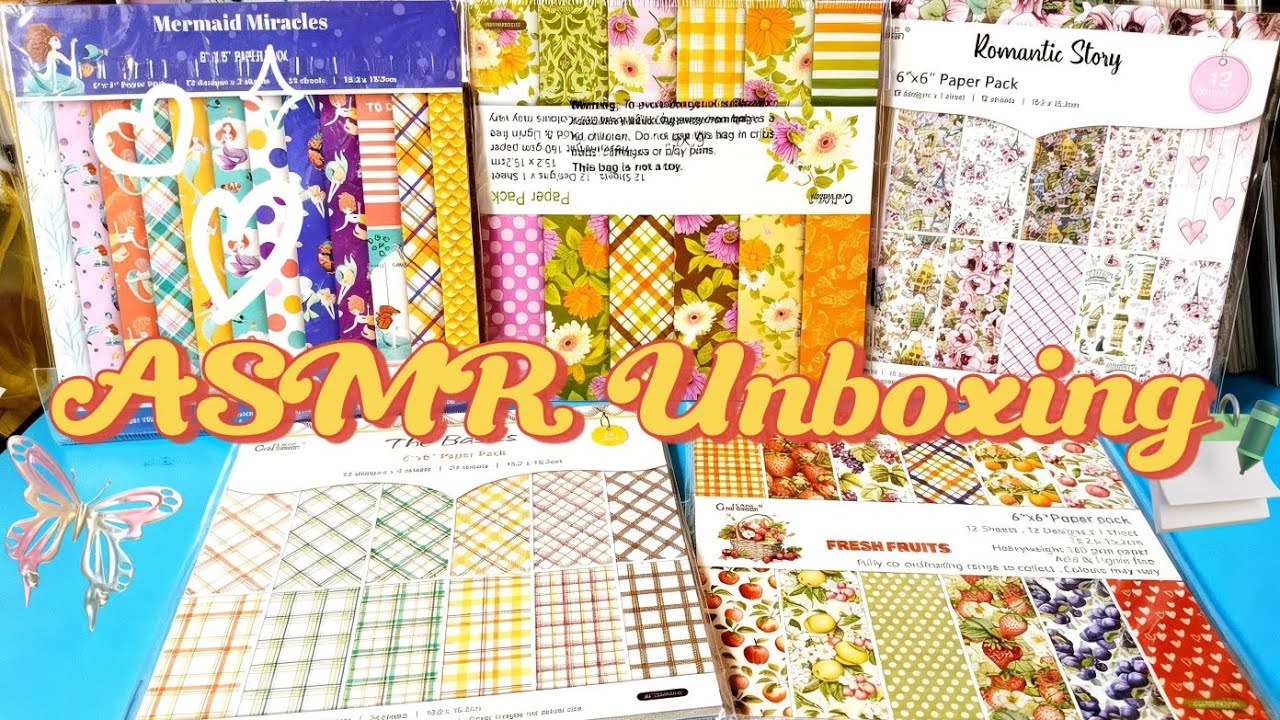 Unboxing Stationary Supplies / Patterned Papers #stationary #asmrunboxing 