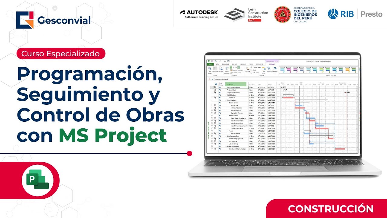 Curso Especializado - Programación, Seguimiento y Control de Obras con MS Project