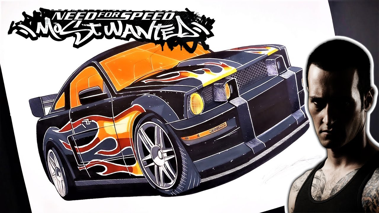 NFS MOST WANTED RAZOR`S Ford Mustang | Drawing Time Lapse #needforspeed #nfs #fordmustang