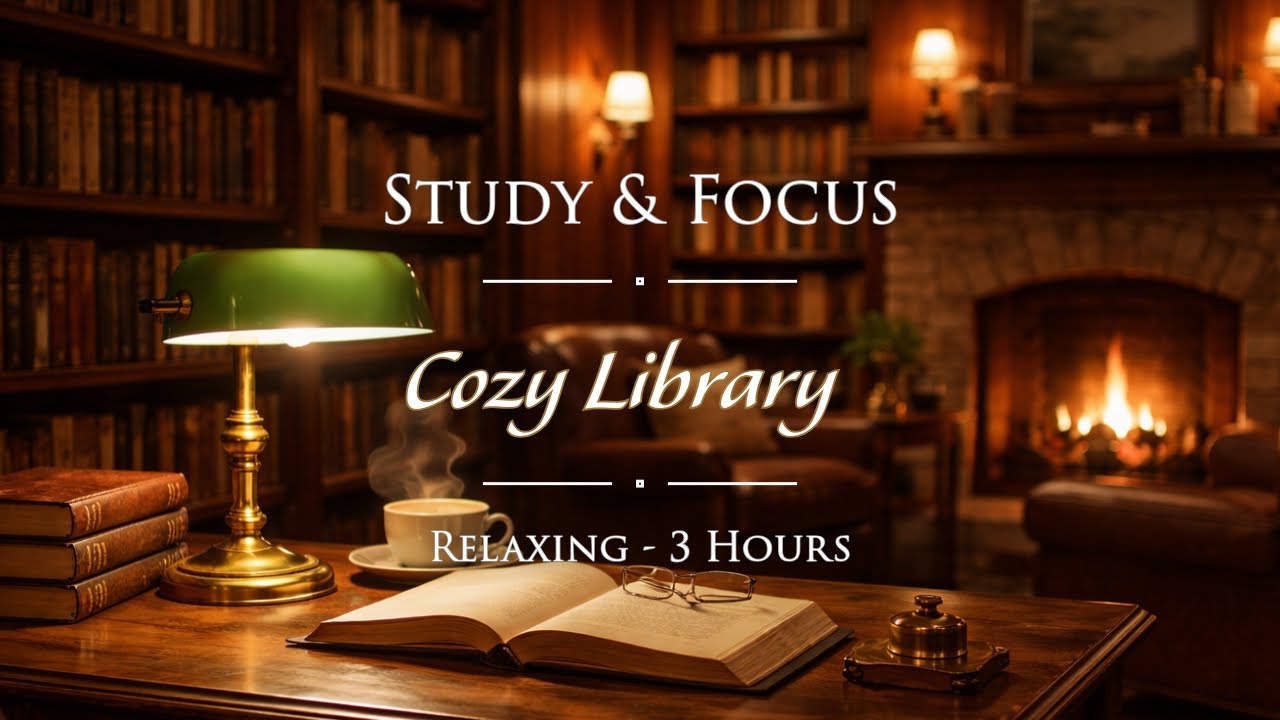 Study Focus Ambience | 3 Hours | Relaxing Fireplace Sounds