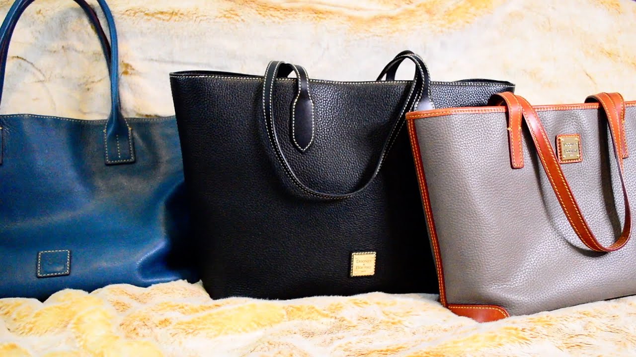 Dooney and Bourke 3 totes comparison: Medium Russel, Large Tote & Charleston Shopper Handbags