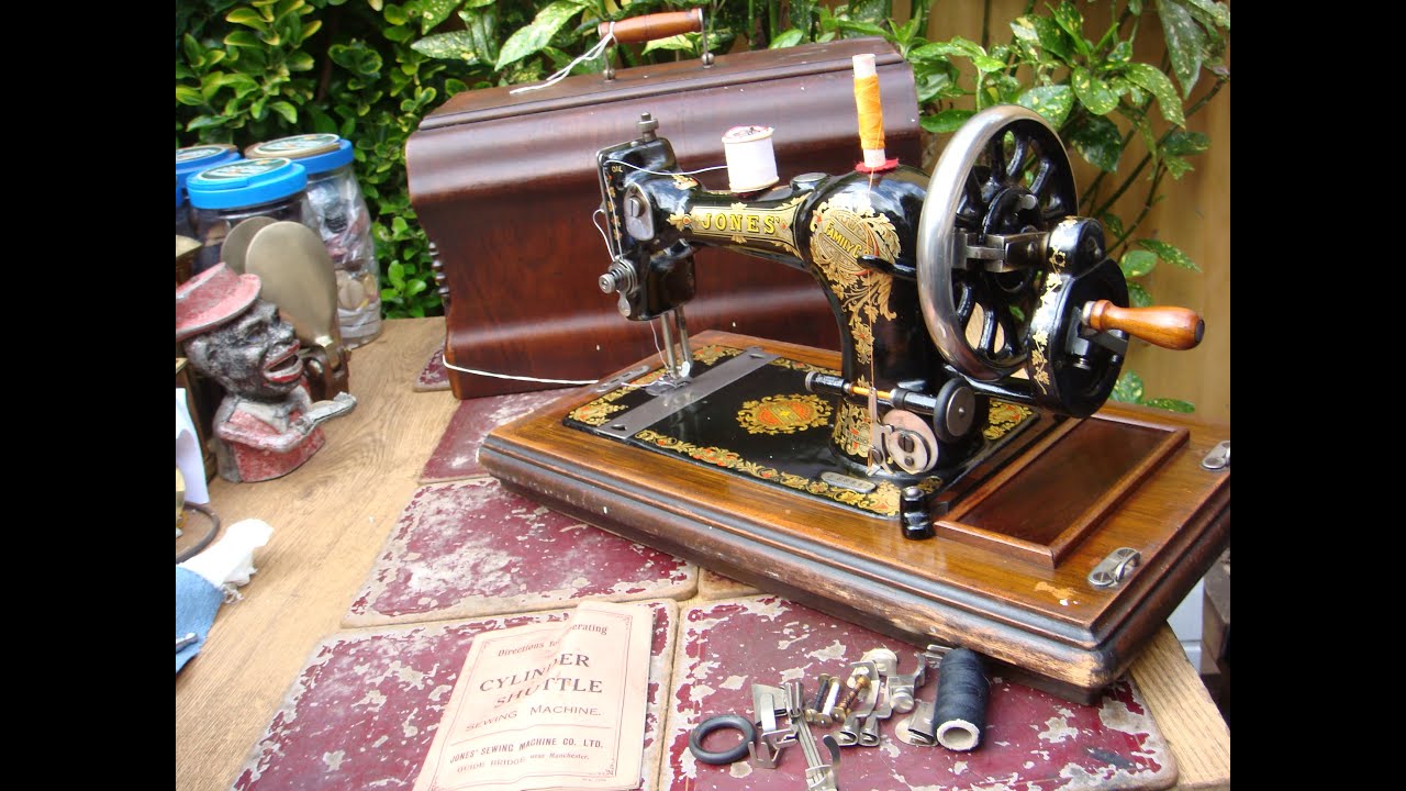 Old Vintage  Antique Hand Crank Jones Family CS Sewing Machine See Video
