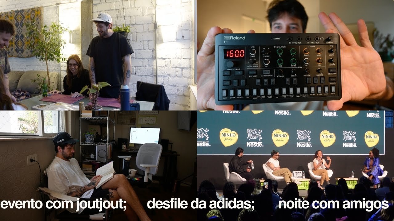 evento com jout jout;  desfile da adidas no metro;  amigos.