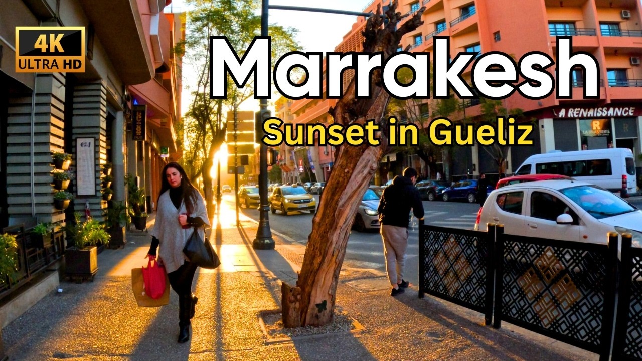Golden Hour in Modern Marrakesh | Sunday City Life in Morocco - 4K Walk