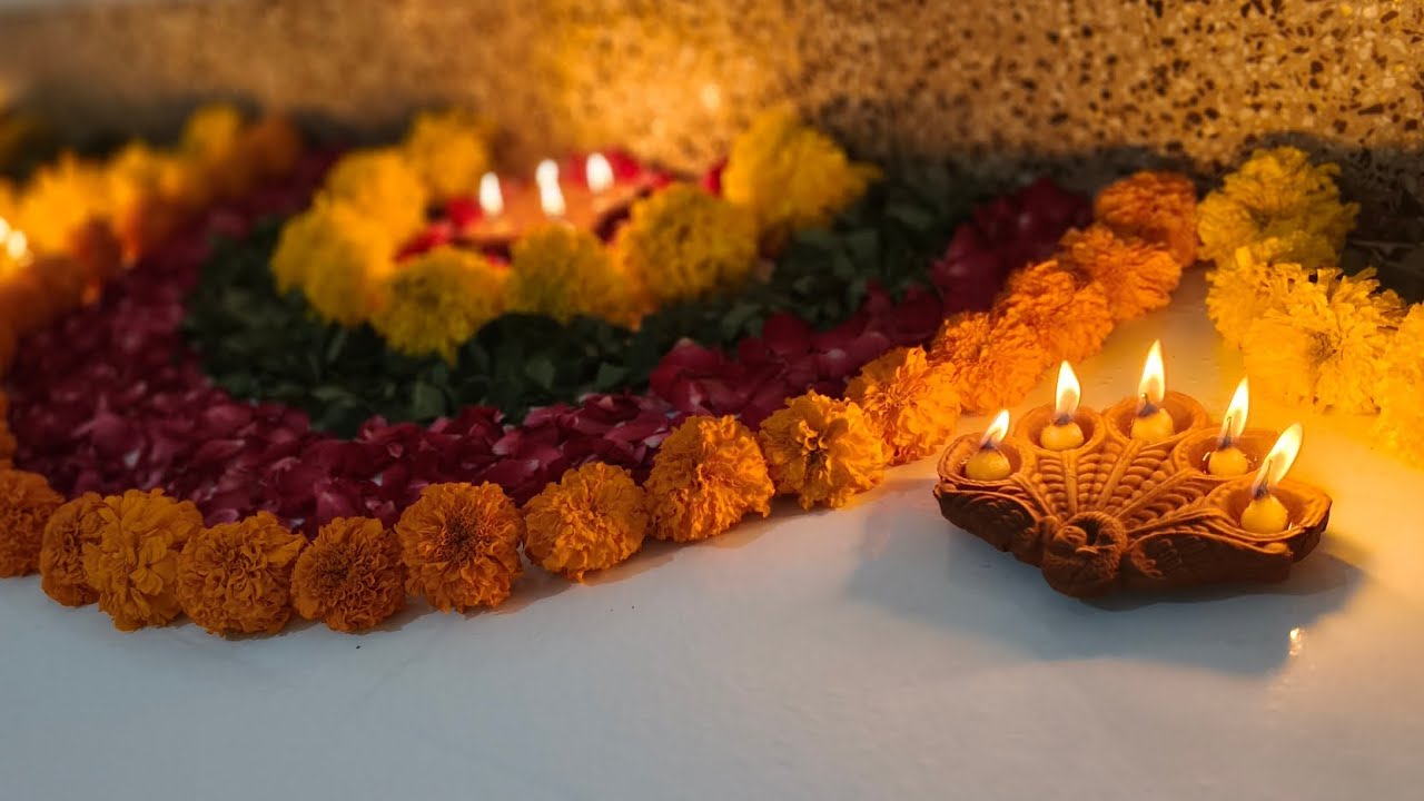 Easy Diwali Rangoli Idea ❤️ 💫 || Best Corner for Diwali Rangoli || New Rangoli Design 
