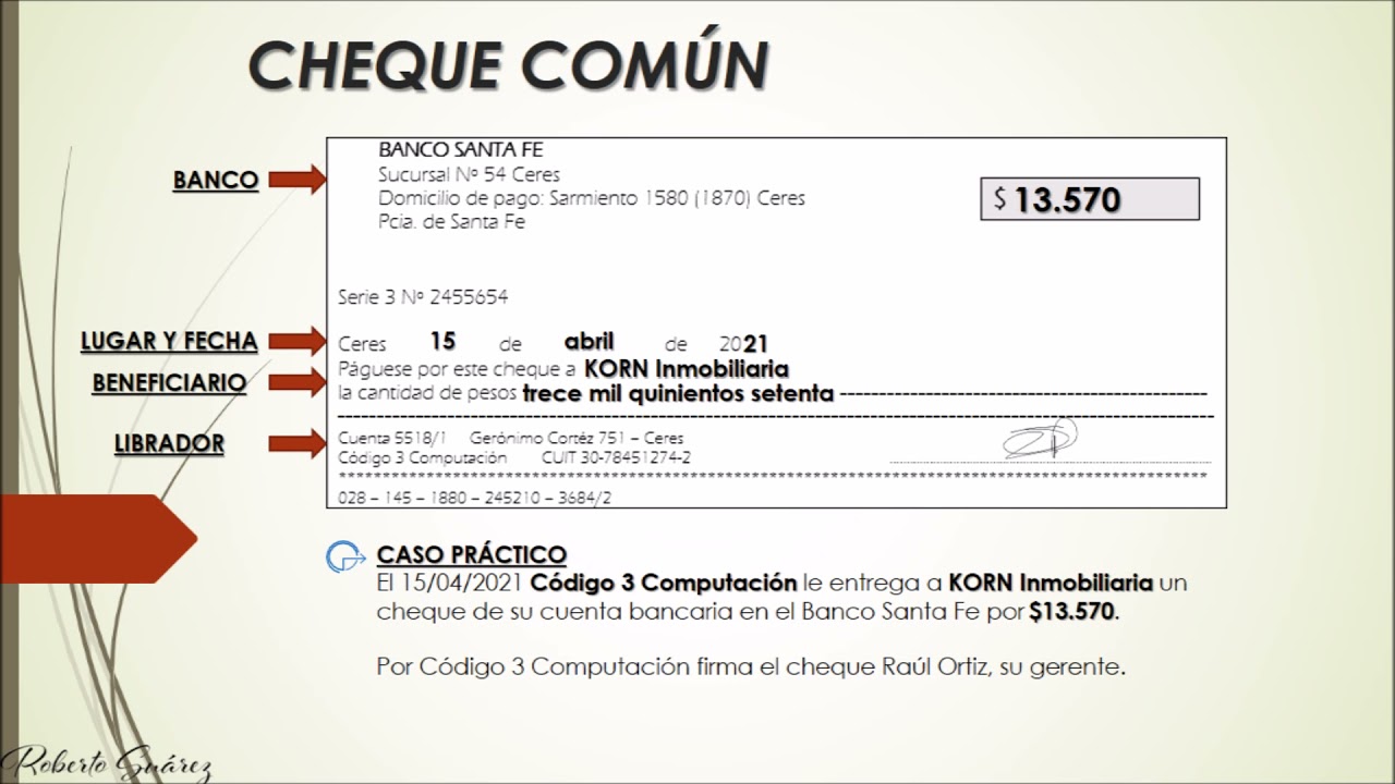 ✔ Documentos Comerciales: Cheque 💲