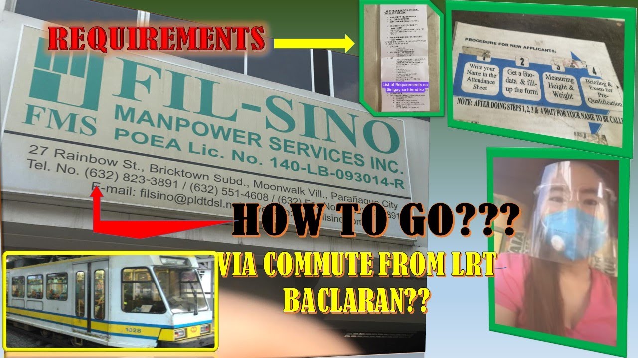 GUIDE TO GO FIL-SINO  AGENCY VIA COMMUTE FROM LRT BACLARAN | REQUIREMENTS | NG VLOGS