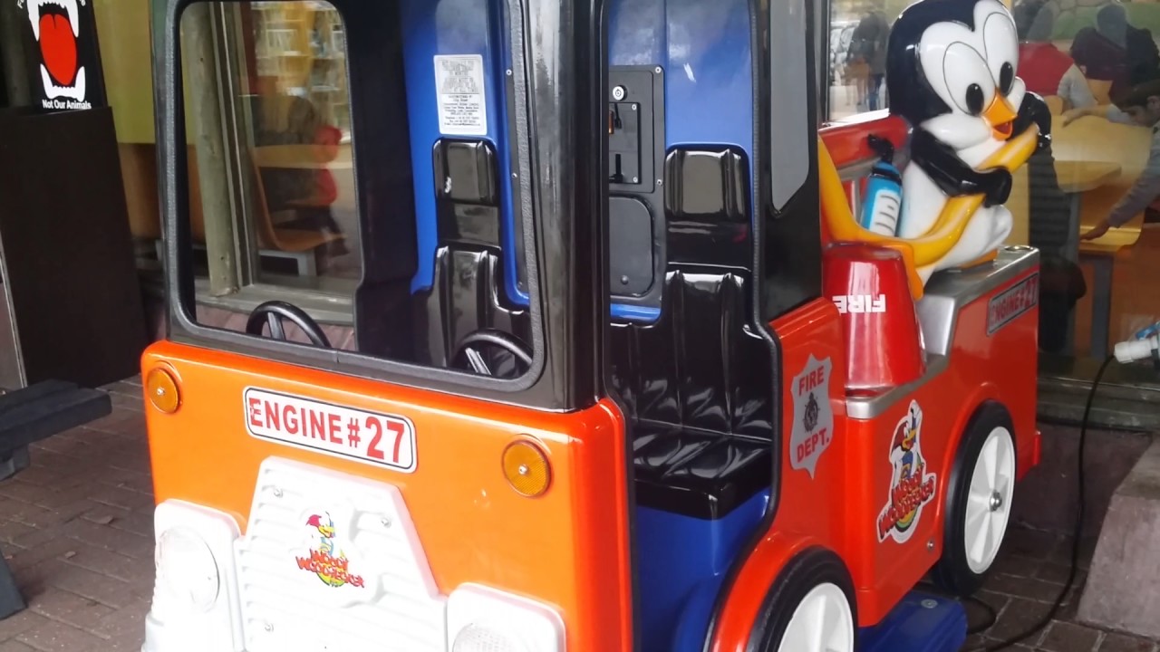 Woody Woodpecker Fire engine Kiddie Coin Ride by Jolly Roger
