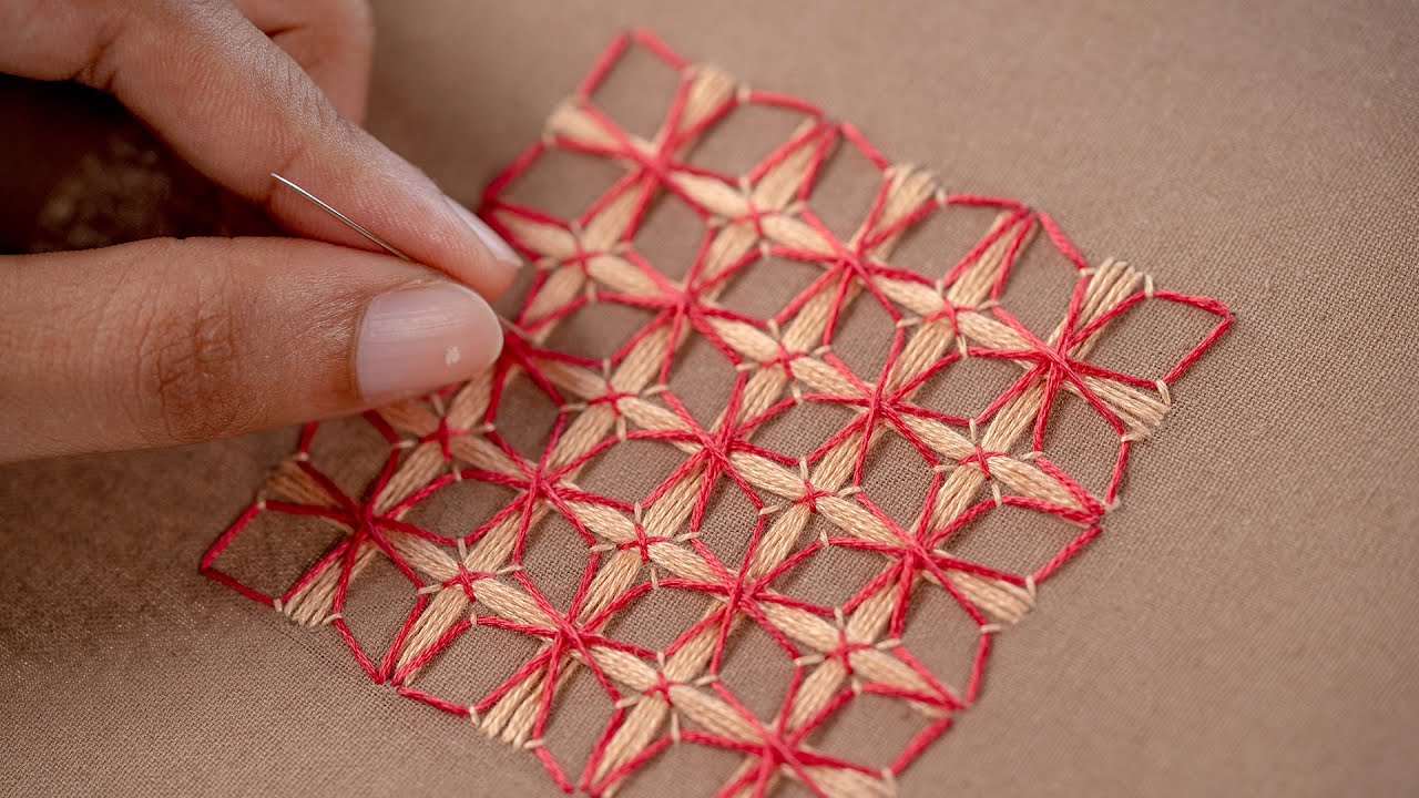 Embroidery: Geometric Flower Pattern