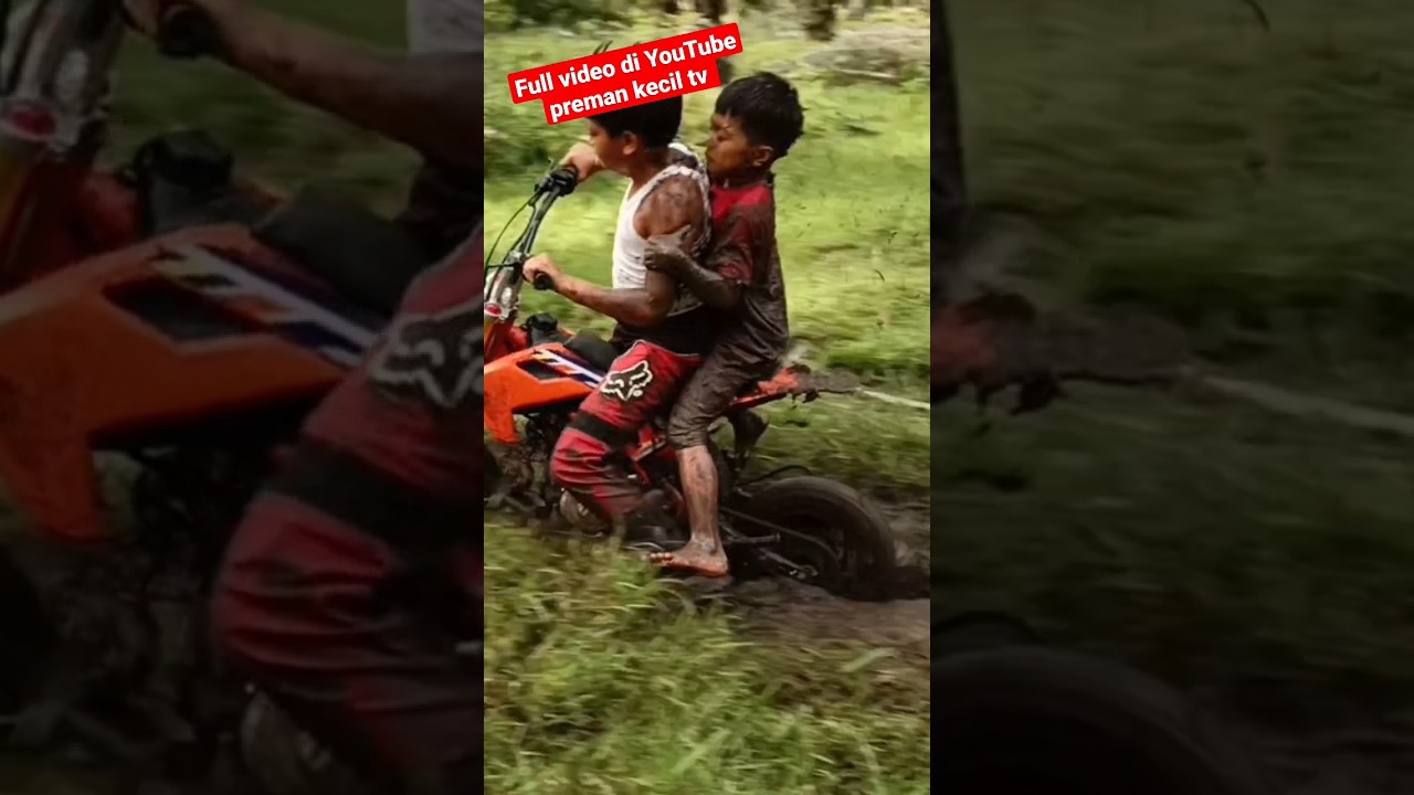 bocil naik motor kecil di lumpur #shorts #trail #motorkecil #grasstrack #premankecil