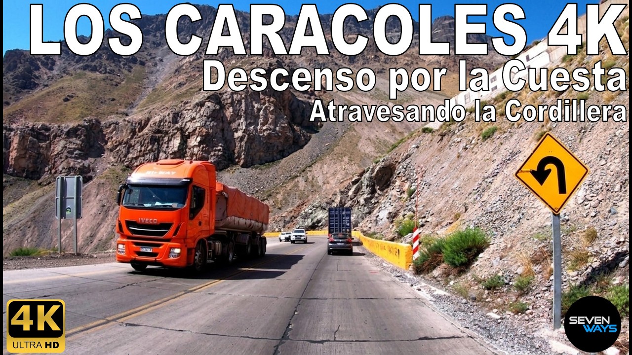 [4K] CUESTA LOS CARACOLES - RUTA MENDOZA ARGENTINA - CHILE / CRUZANDO LA CORDILLERA / CH60 LOS ANDES