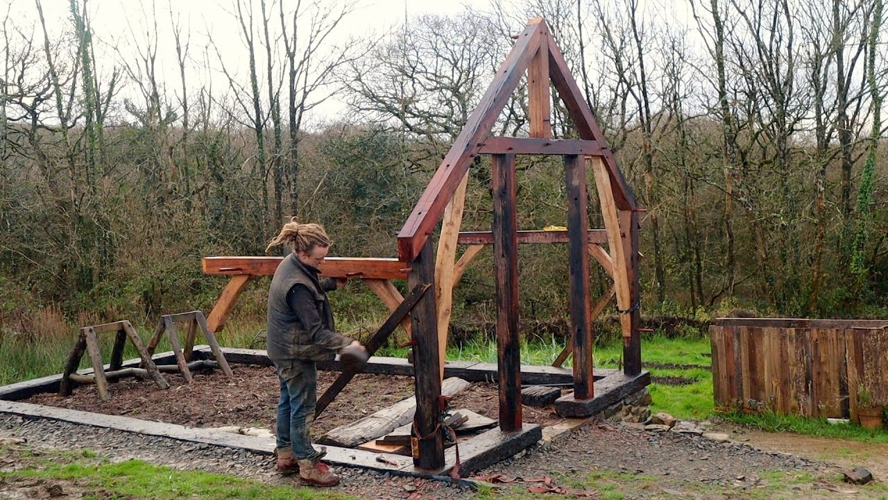 Spring Fed Timber Framed Greenhouse Part 5 First Frame Building