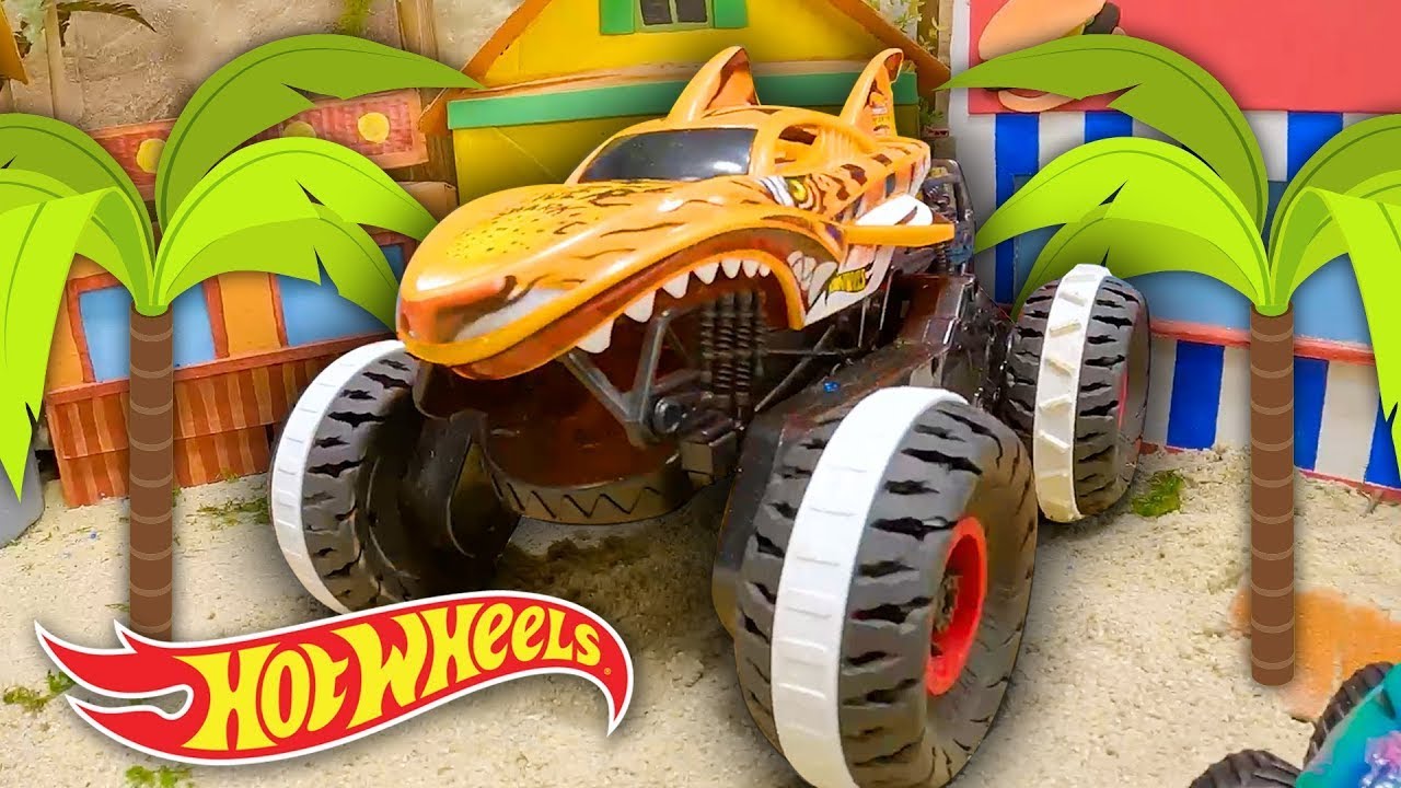 Hot Wheels Monster Trucks Battle at the Beach + More Car Videos for Kids | Hot Wheels