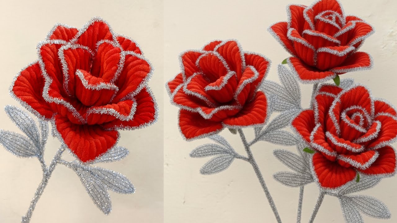 バラ🌹の作り方前 DIY flowers with pipe cleaners モールフラワーの作り方