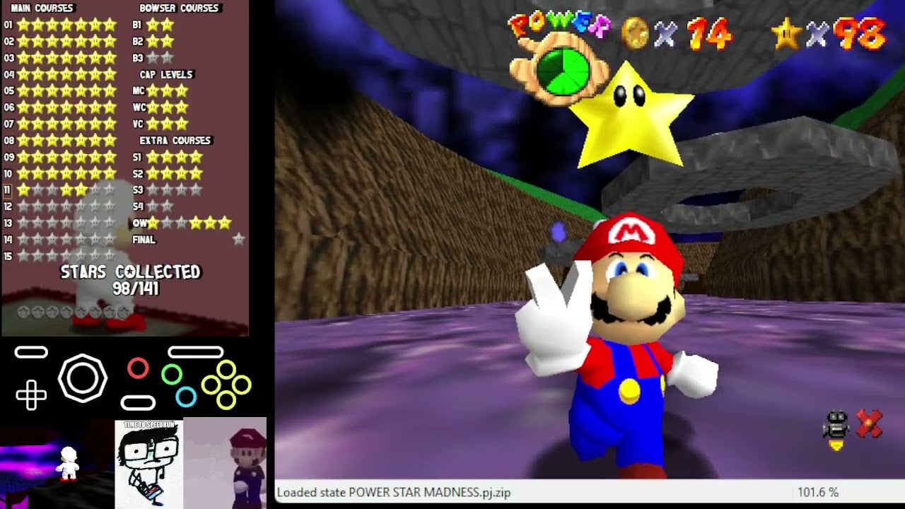 SM64 Power Star Madness - C11: Forest of Illusions  (savestateless)