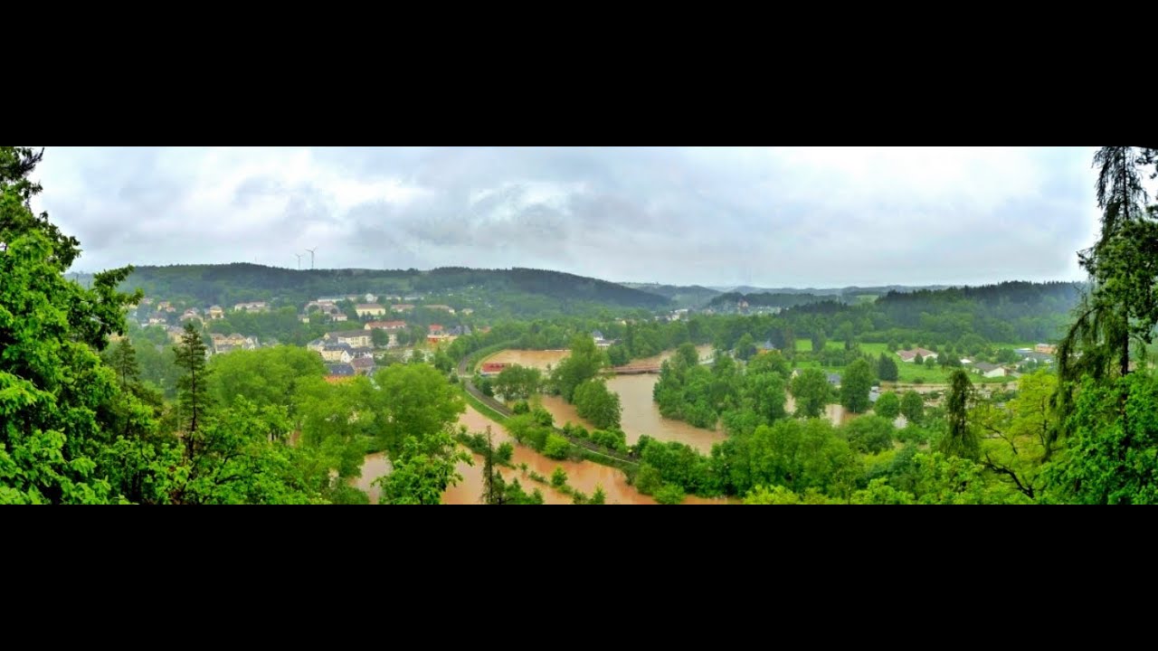 Der Elsterfluss nimmt seine Auen - Hochwasser 2. Juni 2013 in Berga/Elster