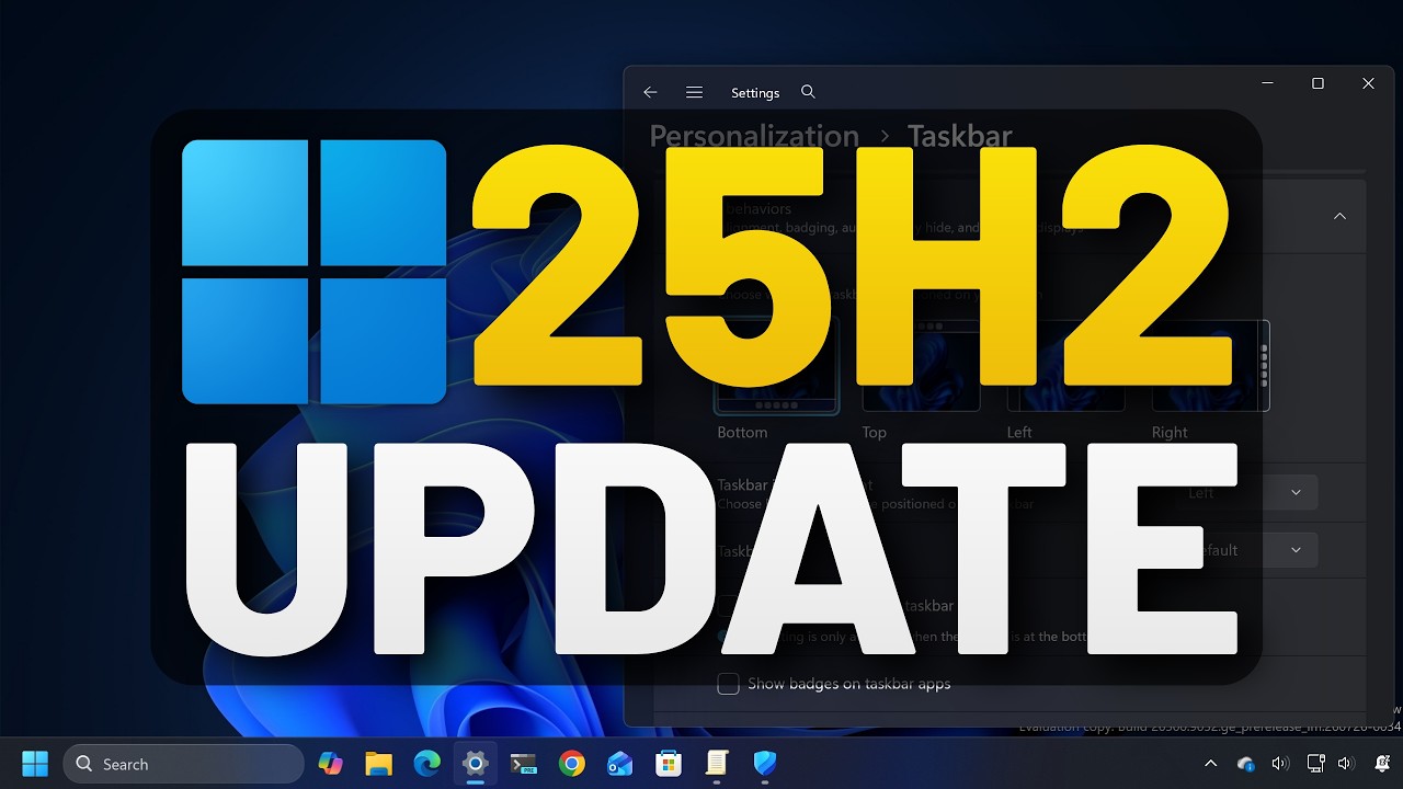 ГРАНДИОЗНО! Windows 11 25H2 K2: расположение панели задач, новое меню &laquo;Пуск&raquo; и обновление поиска