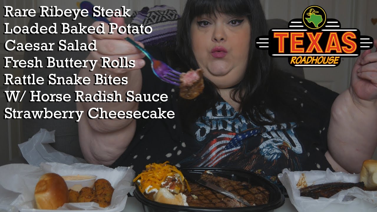 My First Time Trying Texas Roadhouse Rare Ribeye and Sides Mukbang