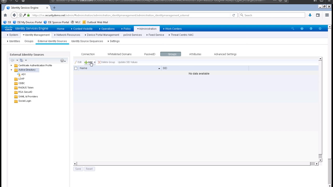 Интеграция Active Directory с Cisco ISE