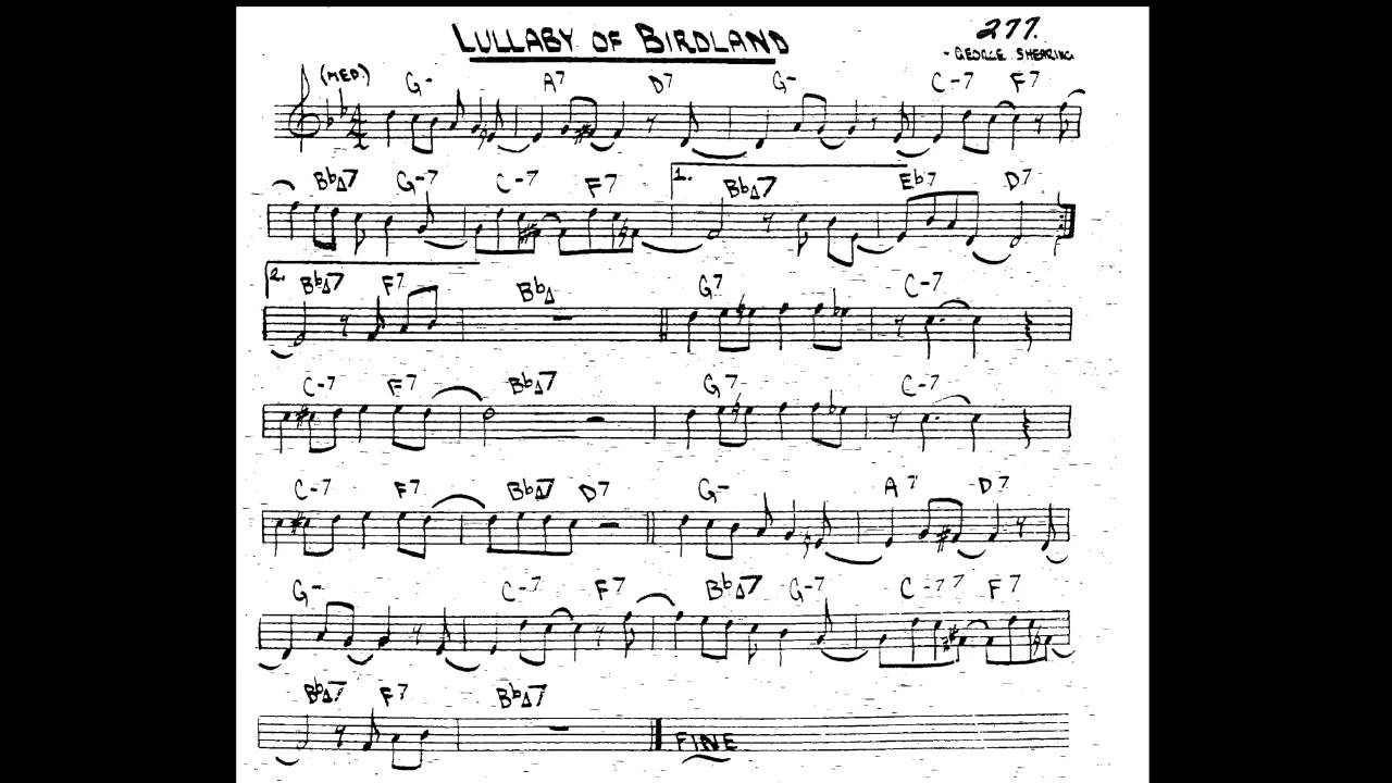 Lullaby of Birdland Play along - Backing track (Bb key score trumpet/tenor sax/clarinet)